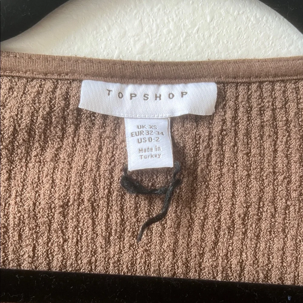 Top Shop Taupe Ribbed Knit Crop Top - Picture 2 of 5